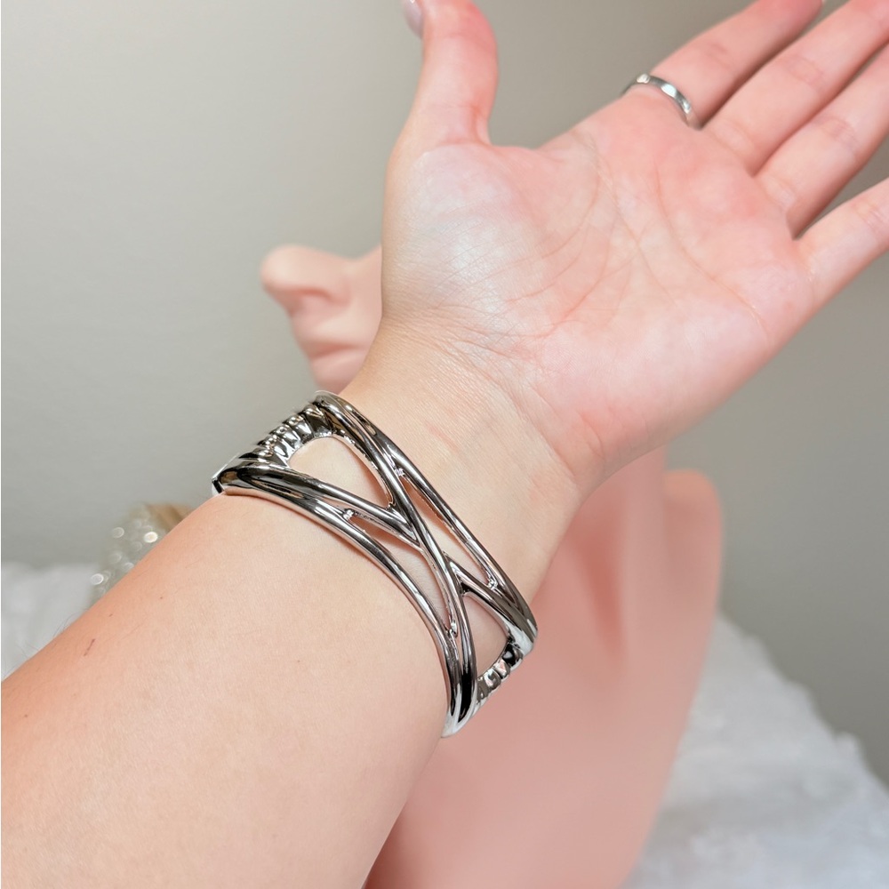 Silver Statement Cuff Bracelet - image 6